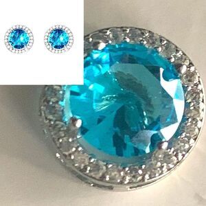 Aquamarine Blue 18k Gold Plated Stud Earrings, Turquoise Crystal + Sparkly Halo